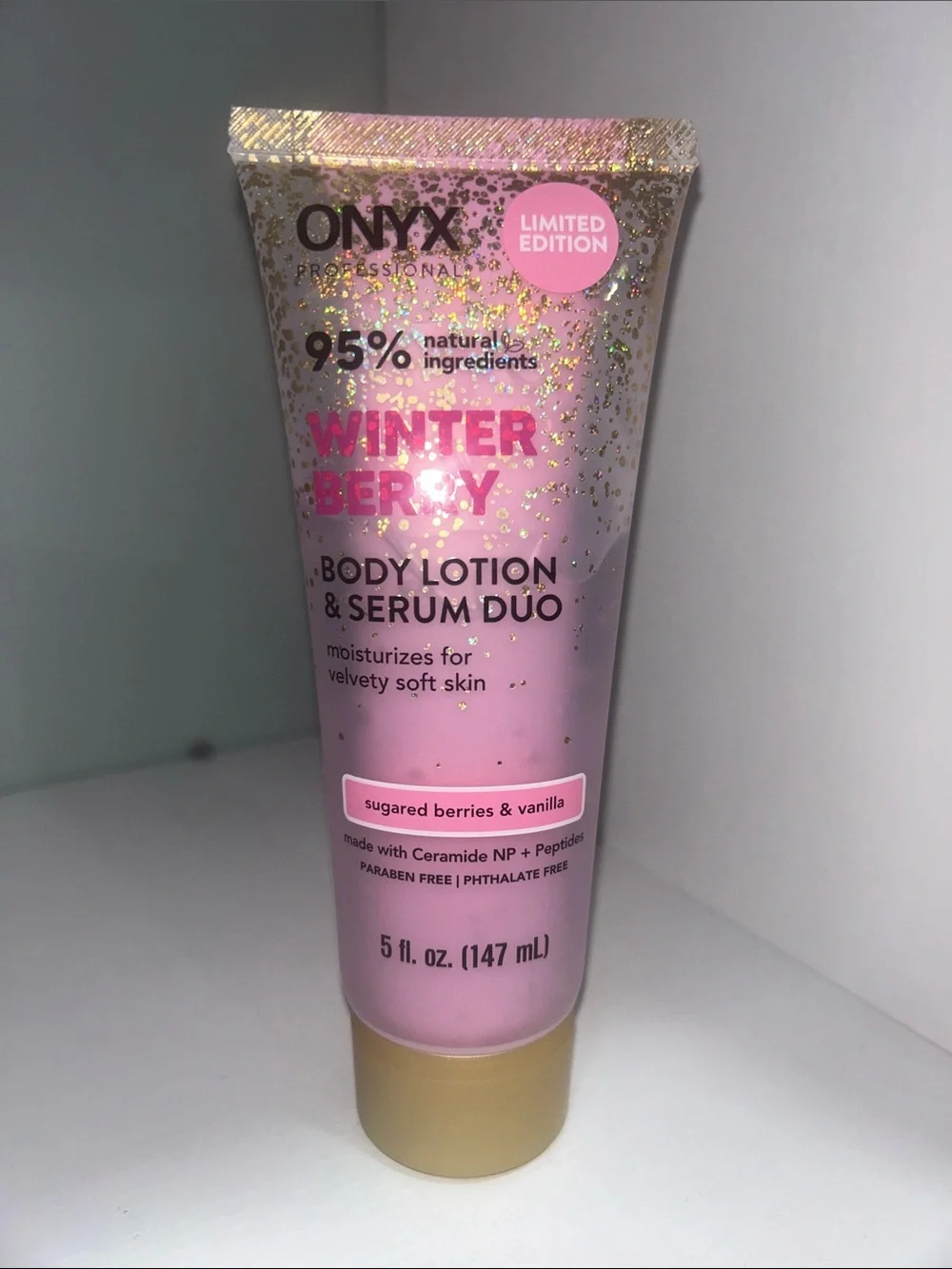 Onyx Winter Berry Body Lotion & Serum Duo - Pink with Gold Accents